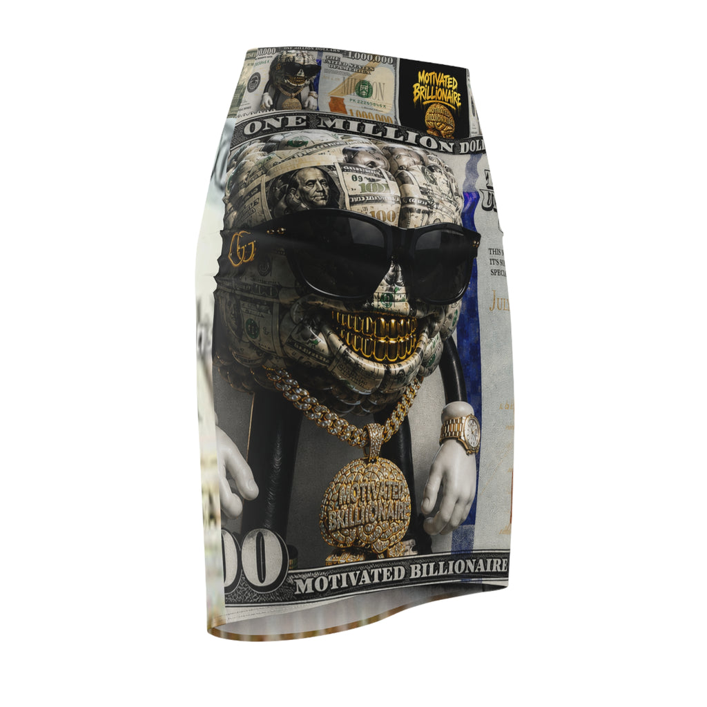 Motivated Brillionaire Money Maker Pencil Skirt — Women's Motivational Statement Skirt