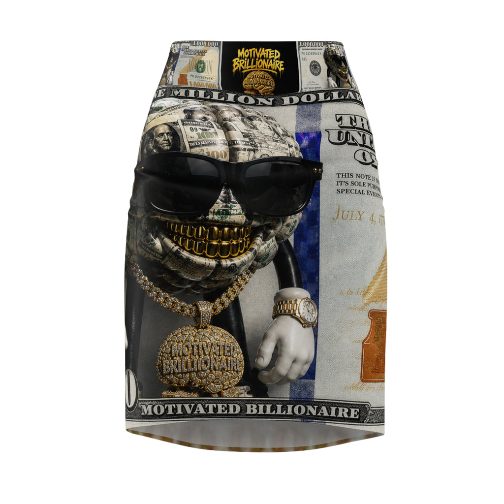 Motivated Brillionaire Money Maker Pencil Skirt — Women's Motivational Statement Skirt