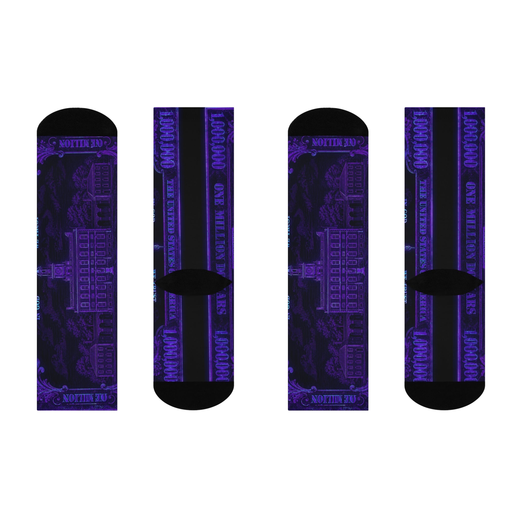 Purple Vintage Banknote Cushioned Crew Socks — Bold Money Print